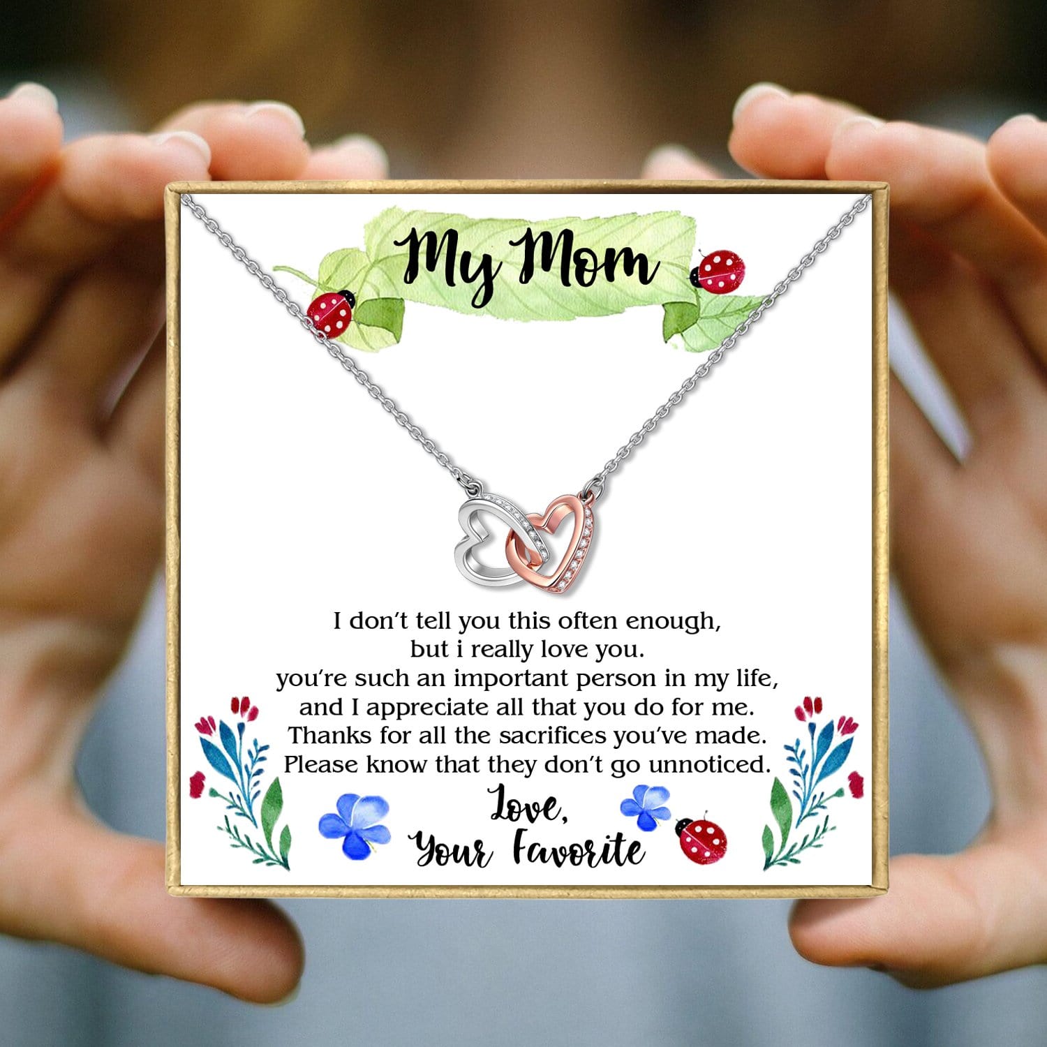 Necklaces To My Mom - I Really Love You Interlocking Heart Necklace GiveMe-Gifts