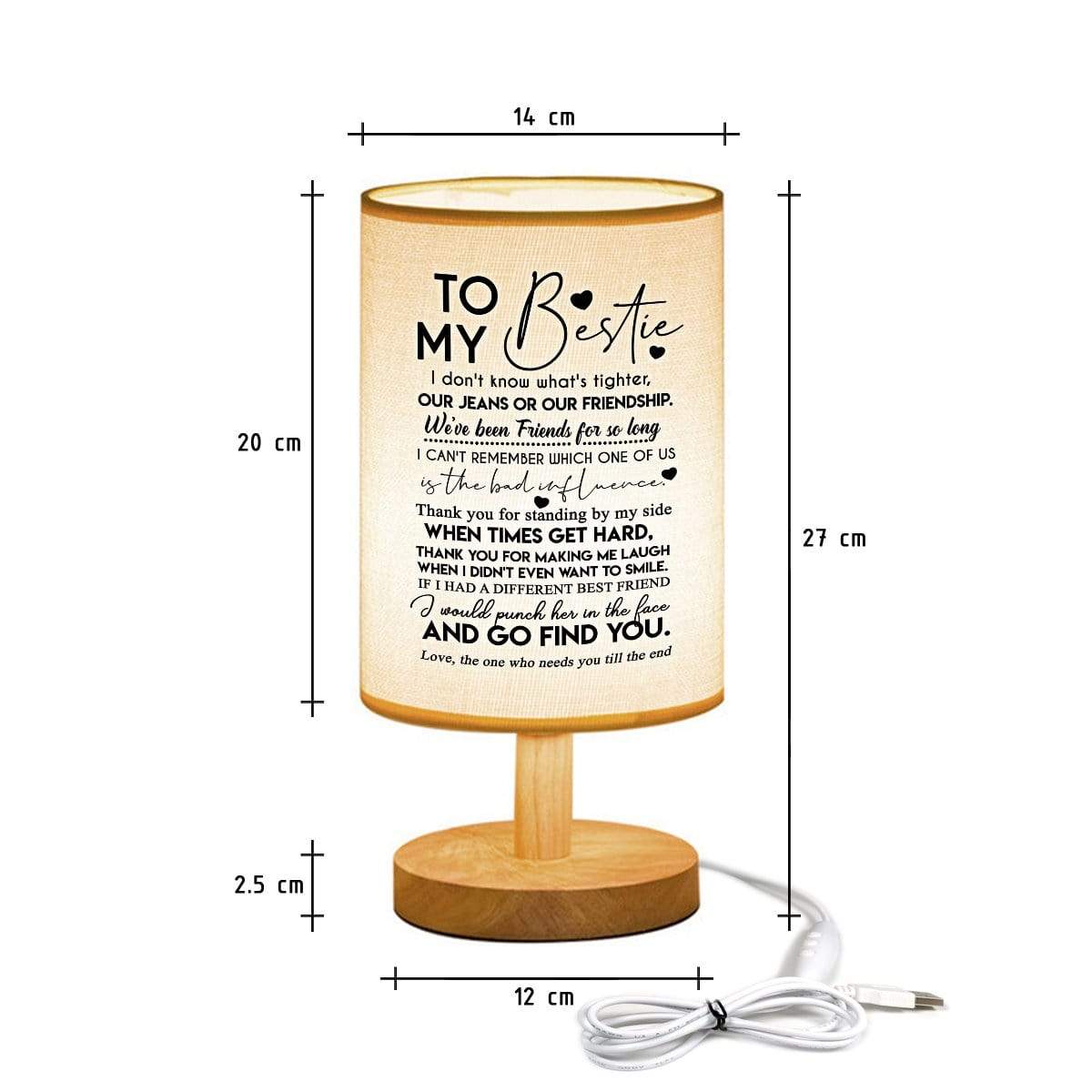 Table Lamp To My Bestie - Thank You For Standing By My Side LED Wooden Table Lamp GiveMe-Gifts