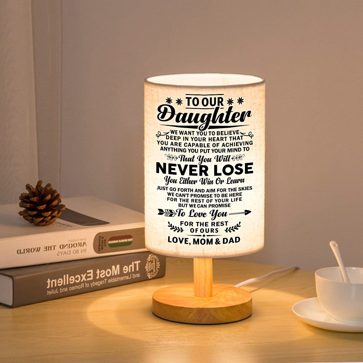 Table Lamp To Our Daughter - You Will Never Lose LED Wooden Table Lamp GiveMe-Gifts