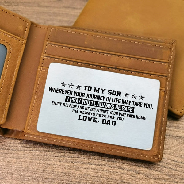 Wallets Dad To Son - You Will Always Be Safe Bifold Leather Wallet Gift Card GiveMe-Gifts