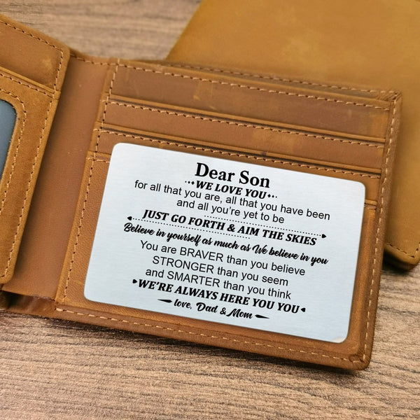 Wallets To Our Son - We Are Always Here For You Bifold Leather Wallet Gift Card GiveMe-Gifts