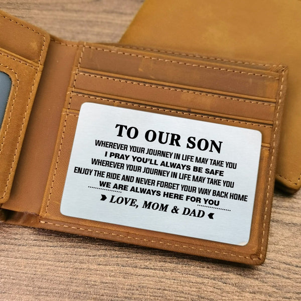 Wallets To Our Son - We Are Always Here For You Bifold Leather Wallet Gift Card GiveMe-Gifts