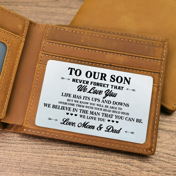 Wallets To Our Son - We Love You Bifold Leather Wallet Gift Card GiveMe-Gifts