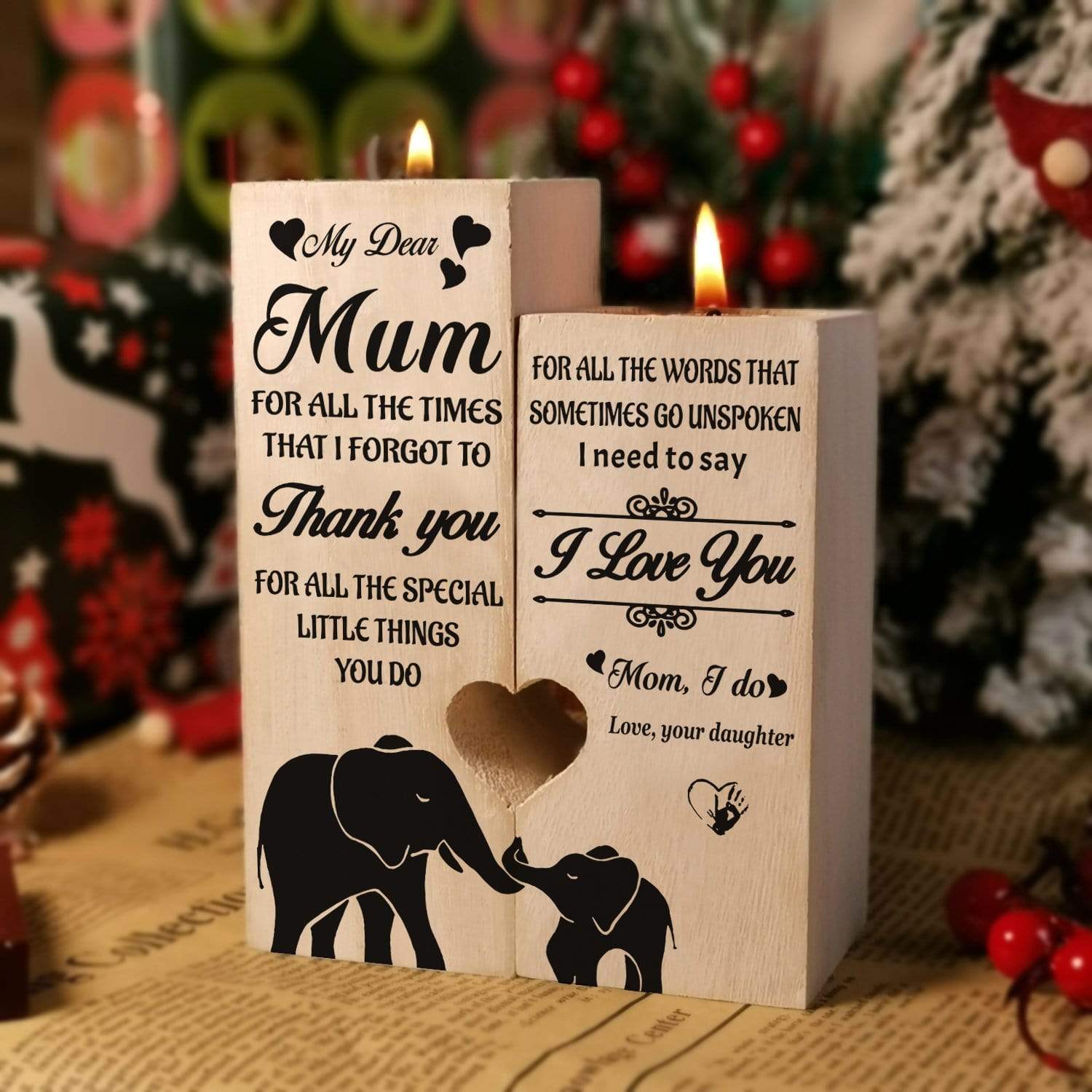 Candle Holders Daughter To Mum - I Need To Say I Love You Wooden Candle Holders GiveMe-Gifts